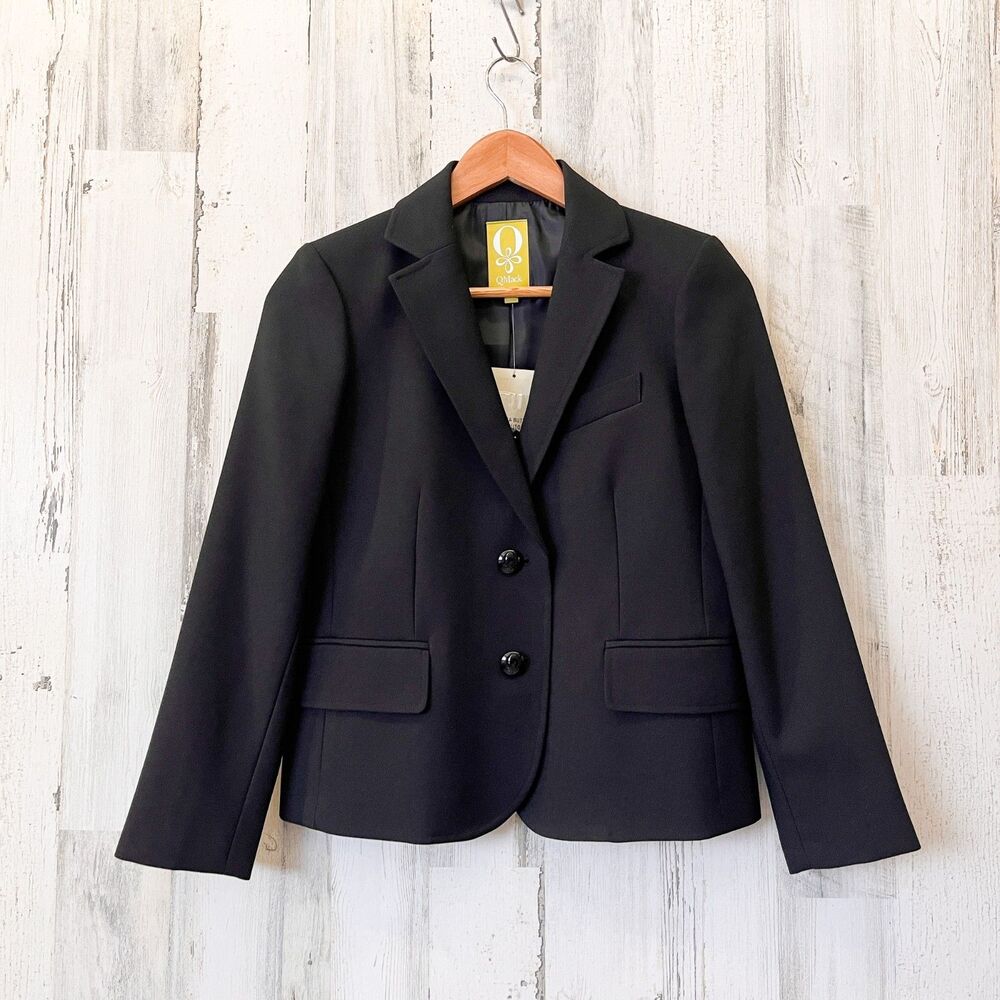 NWT Q Mack Womens Black Blazer Jacket 2 Classic Tailored Career Office Academia